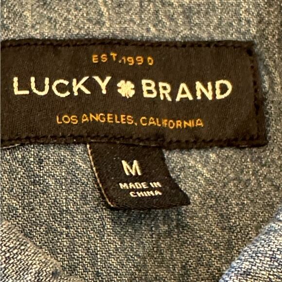 Lucky Brand Womens Medium Long Sleeve 100% Cotton Raw Hem Denim Shirt - Picture 4 of 7